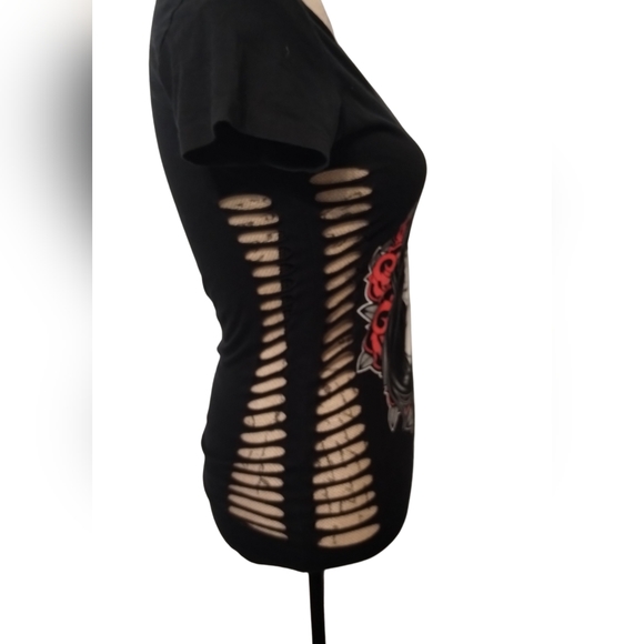 Kill It Sugar Skull Distressed Shirt Size S - Picture 2 of 5